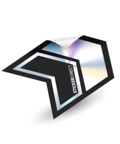 holographic stickers with vibrant rainbow effect printed on premium vinyl, waterproof and UV resistant