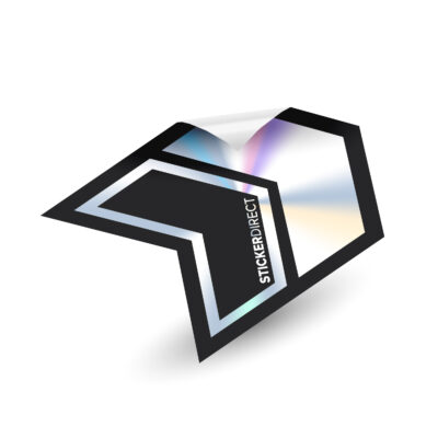 holographic stickers with vibrant rainbow effect printed on premium vinyl, waterproof and UV resistant